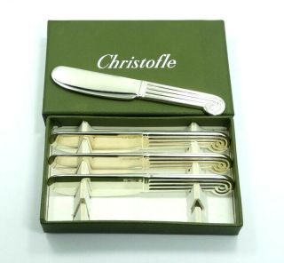 Cute Vintage 4 Pc Christofle Silver Plate 3 - 7/8 " Short Butter Knife Set Triade?