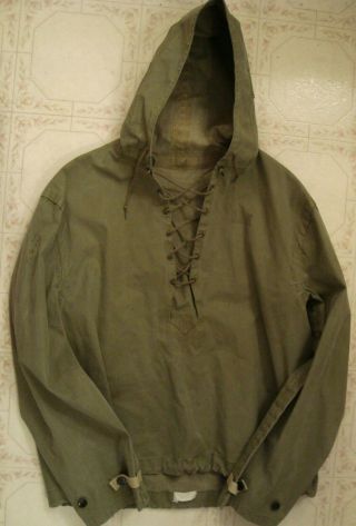Wwii United States Navy Wet Weather Deck Jacket - " U.  S.  N.  " Laced Front W/ Hood
