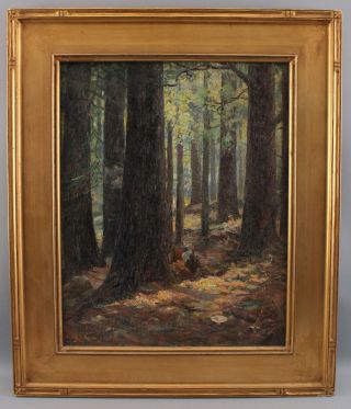 c1900 Antique HENRIK HILLBLOM Wooded Landscape Impressionist Oil Painting NR 2