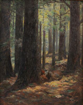 c1900 Antique HENRIK HILLBLOM Wooded Landscape Impressionist Oil Painting NR 3
