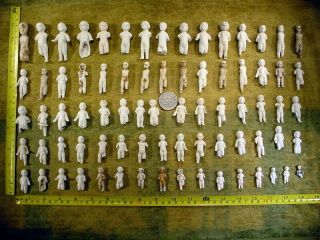 75 X Excavated Vintage Victorian Frozen Charlotte Doll Age 1860 Size 1 - 2.  6 Inch
