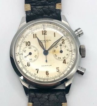 A Rare Gets Universal Geneve Compur Spillman Chronograph Wristwatch Circa 1950
