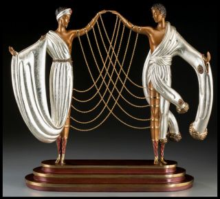 $25,  000 Rare Erte Signed Bronze Sculpture The Wedding Art Deco Antique