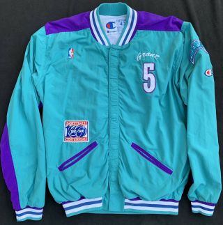 Charlotte Hornets Greg Grant Game Worn Warm Up Jacket 1991 Nba Champion Vintage