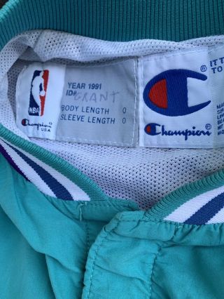 Charlotte Hornets Greg Grant Game Worn Warm Up Jacket 1991 NBA Champion Vintage 5
