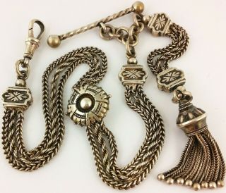 Antique Victorian Solid Silver Albertina Watch Chain Tassel Fob