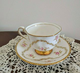 Vintage Royal Chelsea Pink And Gold Fine Bone China England Tea Cup & Saucer