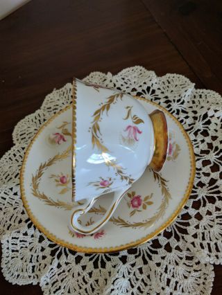 Vintage Royal Chelsea Pink and Gold Fine Bone China England Tea Cup & Saucer 2