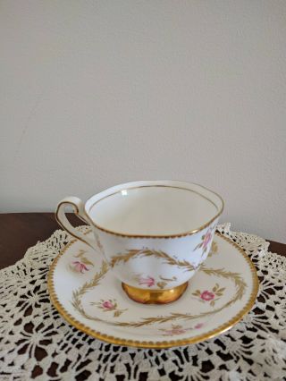 Vintage Royal Chelsea Pink and Gold Fine Bone China England Tea Cup & Saucer 3