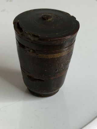 Antique 18th Century Bullhorn Miniature Pot & Lid