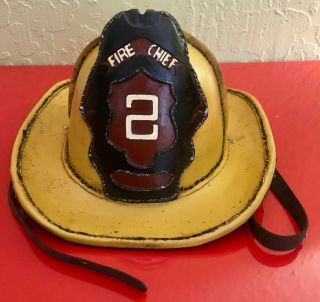 Vintage Antique Fireman Helmet - - Authentic - - Very Rare,  Leather