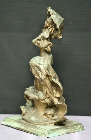 Lovely Old Art Deco Style Plaster Sculpture Of An European Lady 5