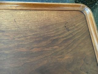 ANTIQUE / VINTAGE LARGE WOOD SERVING TRAY WITH BRASS HANDLES 4