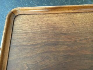 ANTIQUE / VINTAGE LARGE WOOD SERVING TRAY WITH BRASS HANDLES 5