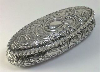 Victorian Hallmarked Sterling Silver Trinket / Jewellery Box (4 ¾” Long) – 1895