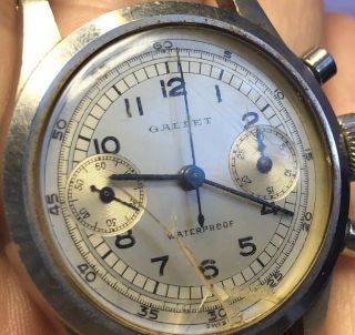 Vintage Men ' s Gallet Chronograph WaterProof S/S Watch 75436 FOR REPAIR 10
