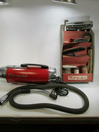 Vintage Red Royal Vacuum Cleaner Cleveland Oh Retro Mid Century Canister Chrome
