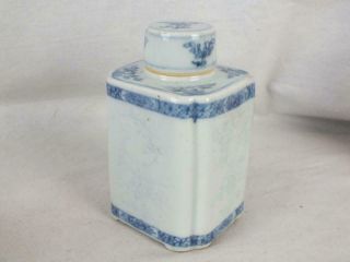 18TH C CHINESE PORCELAIN BLUE & WHITE SQUARE TEA CANISTER AND COVER 4