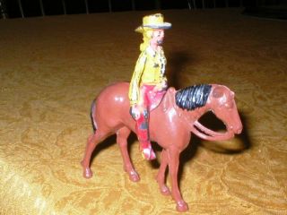 Lead Or Medal Manoil Cowboy / Cowgirl And Light Brown Horse 2