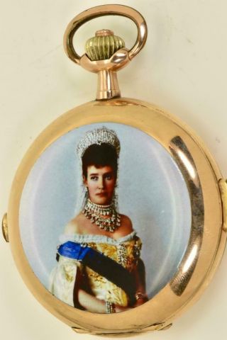 Imperial Russian 122g 14k Gold&enamel Jwc Repeater Watch.  Portrait Of Empress