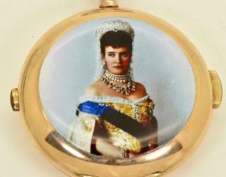 Imperial Russian 122g 14k gold&enamel JWC Repeater watch.  Portrait of Empress 2