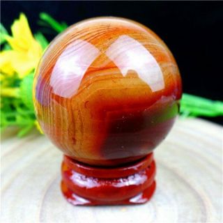 ≈84g Brown Madagascar Crazy Lace Silk Banded Agate Tumbled Ball 39mm Hg31875