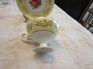 L.  M.  Very Fine China Royal Halsey Cup & Saucer Iridescent Yellow & Gold Trim 4