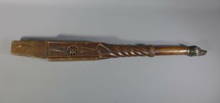 Fine Georgian? Folk Art Carved Wooden Boat Tiller Dog Head Named Treen Maritime