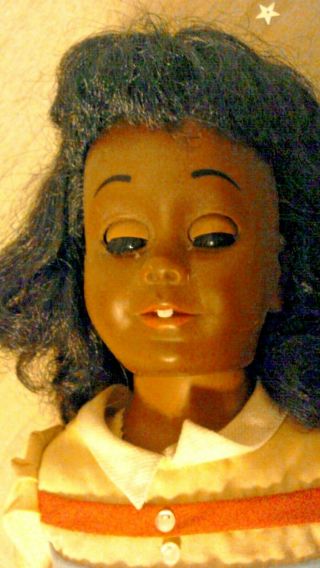 RARE 1960 Vintage Chatty Cathy African American Doll w/ Tagged Outfit no string 2