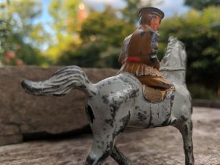 BARCLAY CAST IRON CAVALRY SOLDIER WITH GREY HORSE,  PAINT TAN UNIFORM 3