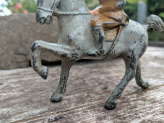 BARCLAY CAST IRON CAVALRY SOLDIER WITH GREY HORSE,  PAINT TAN UNIFORM 4