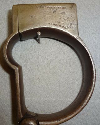 Antique Handcuffs Rankin Circa 1860 ' s With Key,  Very Rare 2