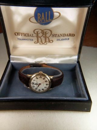 Vintage Ball Trainmaster Official Standard Automatic 25 Jewels Wristwatch & Box