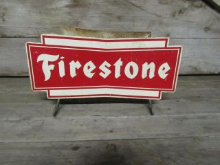 Vintage Firestone Advertising Tire Rack Stand Display Sign Gas & Oil