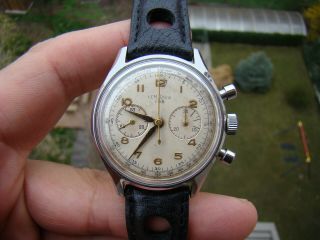 Vintage Lemania 105 Military Chronograph Cal 1270 1950’s Steel Watch Serviced
