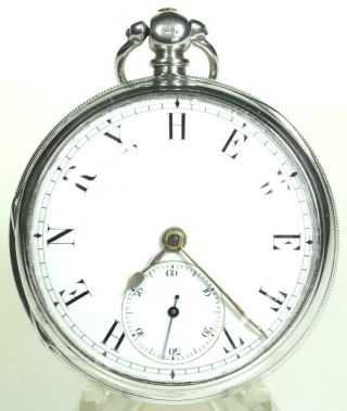 Solid Sterling Silver English Fusee Lever Pocket Watch 1879 Cleaned &