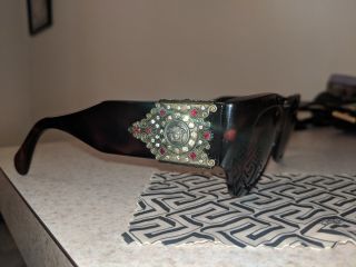 Vtg Gianni Versace Medusa Sunglasses Very Rare Swarovski Crystals