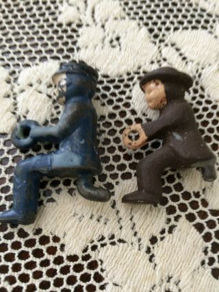 2 Cast Iron Figures Drivers For Horse Drawn Carts - Antique Cast Iron Toy 2 "