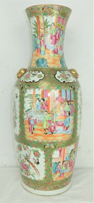 Large Antique 19th Century Chinese Canton Porcelain Famille Rose Vase