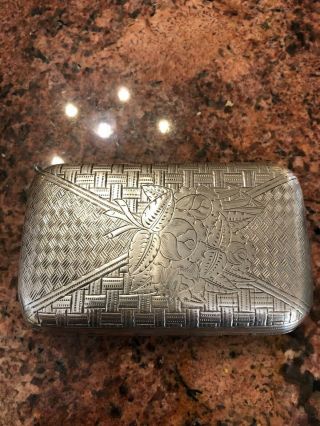 Antique 19hc Imperial Russian Solid Silver Cigarette Case,  Moscow C.  1889