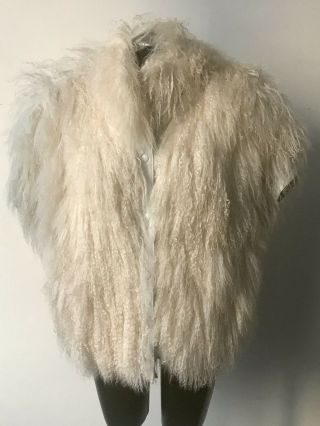 Vintage 1980’s Cream Mongolian Tibetan Lamb Fur Vest Medium