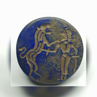 Amyzing Very Old Lapiz Lazuli Stone Intaglio Seal Bead