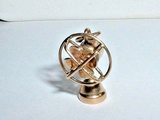 Vintage 14k Yellow Gold 3d Moveable Table Fan Charm
