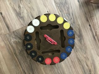 Vintage 400 Count Wwii Era Poker Chips And Wooden Caddy