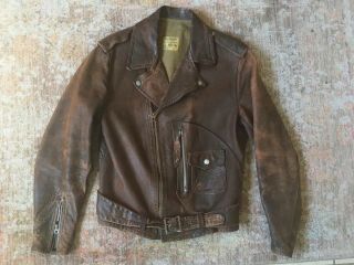 Rare 1940s Vtg Northeastern Beck Leather Motorcycle Jacket Coat Small 38 - 40