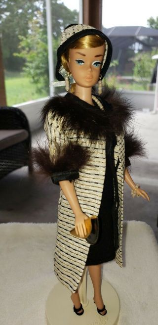 Vintage Barbie CLONE FAB - LU Shillman RARE Jacket Coat Hat Metallic Dressy Fur 6