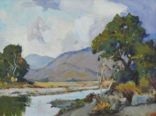 VINTAGE OIL PAINTING LISTED CALIFORNIA ARTIST ANNA G.  E.  SIMMONS (1894 - 1973) 6