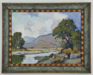 VINTAGE OIL PAINTING LISTED CALIFORNIA ARTIST ANNA G.  E.  SIMMONS (1894 - 1973) 9