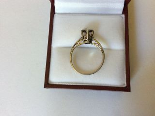 Antique Art Deco 14K White Gold.  20 Carat Diamond Engagement Ring Size 5 1/4 2