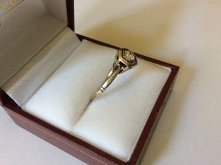 Antique Art Deco 14K White Gold.  20 Carat Diamond Engagement Ring Size 5 1/4 3